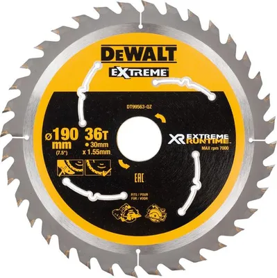 Obrázek produktu pro DeWalt DT99563 pilový kotouč 190*30mm, 36Z, ideálně pro pily FLEXVOLT