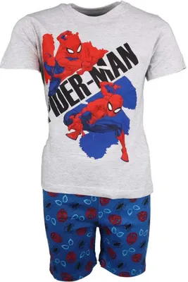 Produktbild von Marvel Spiderman Kinder Schlafanzug Pyjama kurz – Grau / 128