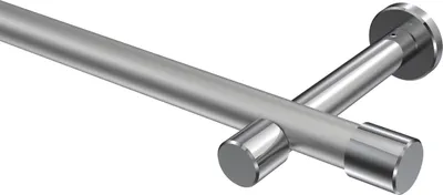 Produktbild von Interdeco Gardinenstange / Vorhangstange Silbergrau / Chrom, Typ Prestige Santo (Kappe) ohne Ringe, 20 mm Ø 1-läufig, 440 cm
