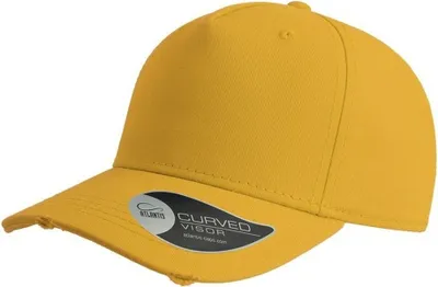 Image de Atlantis Cargo Casquette de baseball à 5 panneaux avec visière look usé AB170 (taille unique) (Jaune)