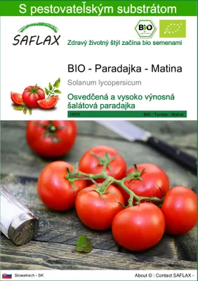 Obrázok produktu pre SAFLAX - BIO - Paradajka - Matina - Solanum lycopersicum - 10 Semená - S pestovateľským substrátom bez klíčkov