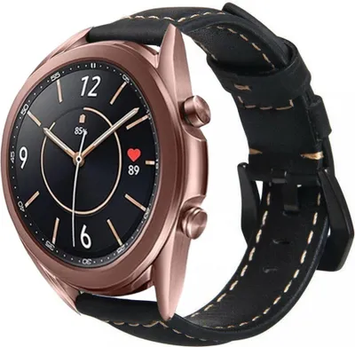 Produktbild von Strap-it Samsung Galaxy Watch 3 41mm Lederarmband (Schwarz)