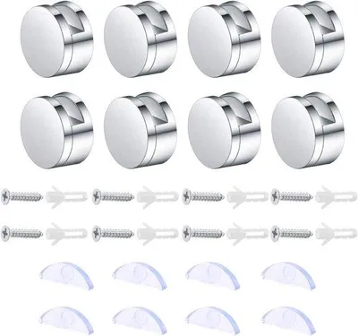 Produktbild von Stahlwandhalter für Spiegelbefestigung, geeignet für Glas und Acryl, 8 Stück Spiegelhalter