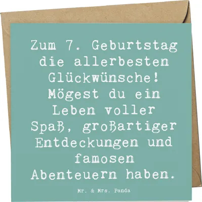 Produktbild von Mr. & Mrs. Panda Grußkarte Spruch 7. Geburtstag - Meeresbrise - Geschenk, siebter Feier, doppelkarte, herzliche Geburtstagswünsche, Geburtstagsgeschenk, Happy Birthday