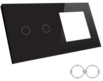 Produktbild von B-line Glas Touch Panel Doppel-Schalter Schwarz Unterputz