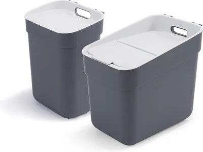Zdjęcie produktu dla Szare wiadra 10+20 l z pokrywką i uchwytem, zestaw 2 sztuki