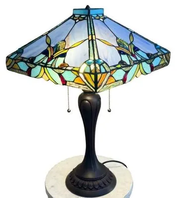 Immagine prodotto di Lampada con catenelle Tiffany in vetro colorato, collezione BLUE Ø36*60