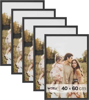 Image de Ensemble de 5 cadres photo avec passe-partout, couleur noire, dimensions 40x60 cm