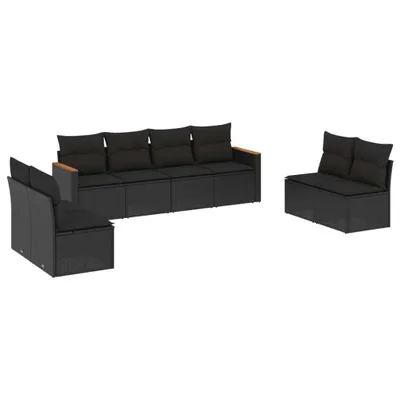 Produktbild von vidaXL 8-tlg. Garten-Sofagarnitur mit Kissen Schwarz Poly Rattan