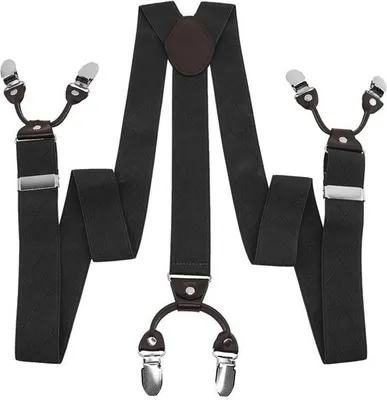 Produktbild von MidGard Y-Form Hosenträger mit 6 extra starken Clips, 3,5 cm Breit, Einstellbar und Elastisch, Einheitsgröße für Männer Grau