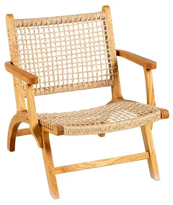 Image de Chaise de jardin au design moderne avec assise tressée et structure en bois