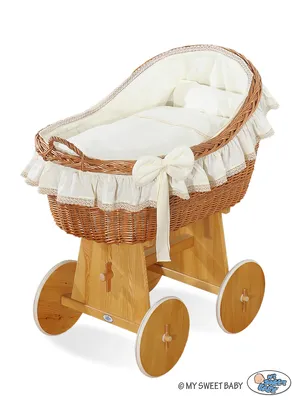 Obrázok produktu pre Prútený košík/Prútená kapucňa postieľka Carina- Krémová