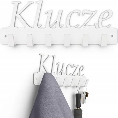Produktbild von Wandgarderobe mit 6 Garderobenhaken Weiß Garderobenleiste Flurgarderobe