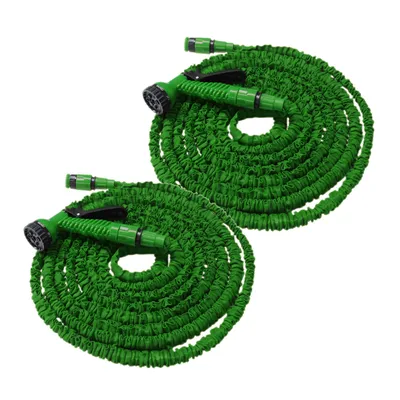 Produktbild von Flexibler Gartenschlauch Flexischlauch dehnbarer Wasserschlauch 2 x grün 7,5 m