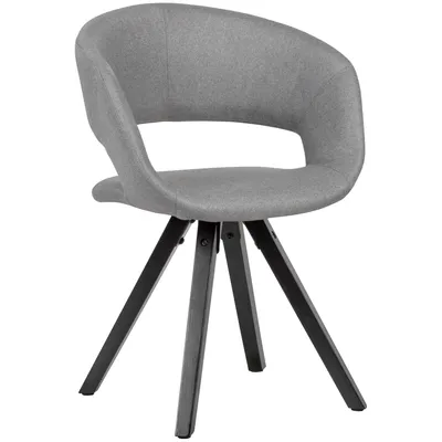 Produktbild von Wohnling Esszimmerstuhl Hellgrau Stoff mit schwarzen Beinen Retro Stuhl | Küchenstuhl mit Lehne | Polsterstuhl Maximalbelastbarkeit 110 kg