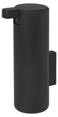 Imagen del producto de Dispensador de jabón Blomus Modo, con soporte de pared, dosificador, recipiente para jabón, acero con revestimiento de titanio, goma, plástico, color negro, 165 ml, modelo 66259
