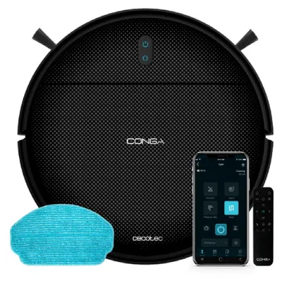 Zdjęcie produktu dla Cecotec 08093, Bez worka, Czarny, Okrągły, Ładowanie, Automatyczna, Mop, Przypadkowy, Spiralny, Sweep, 24 h