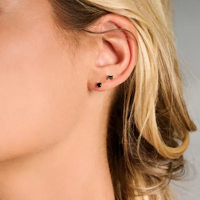 Produktbild von Neu Bling 9NB-0916 Silberne Ohrstecker - Damen - Zirkonia -2 x 3,5 mm - Schwarz - Silber - Vergoldet(Vergoldet/Gold auf Silber)