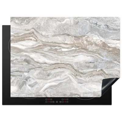 Obrázok produktu pre MuchoWow® Kryt na varnú dosku - Ochrana pred indukciou - 71x52 cm - Vinylová podložka na varnú dosku - Zväčšuje veľkosť pracovnej dosky - Kryt na sklokeramickú varnú dosku - Kuchynská dekorácia - Jeden kus - Mramor - Textúra - Sivá - Indukčná podložka