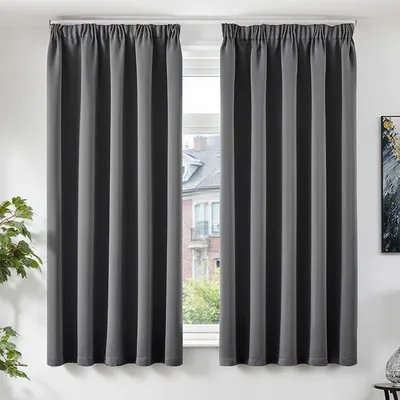 Produktbild von Verdunkelungsrollos mit Faltenband, Set aus 2 Stück, 175 x 140 cm, dunkelgrau