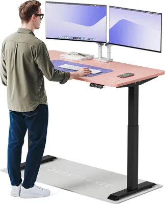 Produktbild von Desktronic HomeOne Elektrisch höhenverstellbarer Schreibtisch 140x70cm Schwarz/Rosa mit Memory-Funktion, Anti-Kollisions Technologie, USB-A und USB-C-Ladeanschlüssen