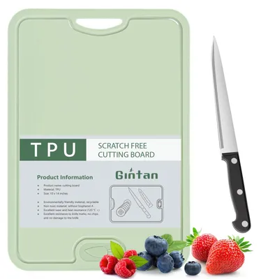 Obrázek produktu pro Flexibilní, bez BPA, krájecí prkénko se nožem a protiskluzovou rukojetí