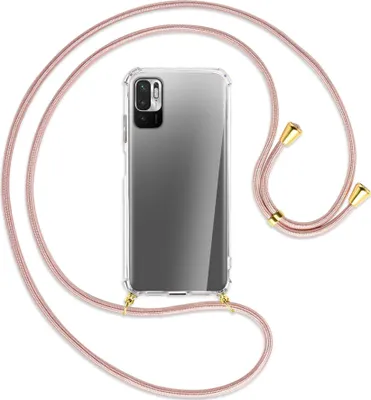 Produktbild von Handykette Backcover-Schutzhülle mit Band (Metall goldfarben) für Xiaomi Redmi Note 10 5G - roségold
