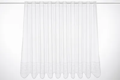 Produktbild von Gardinen Kranzusch Scheibengardine Strukturvoile Linien-Stickerei 90x124 cm H/B weiß Bistrogardine Vorhang Küche 1er Pack