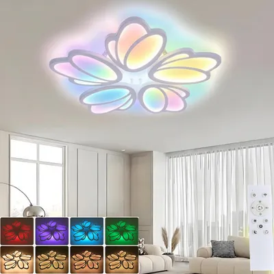 Produktbild von 60W Tulpenform LED Deckenleuchte mit RGB Farbwechsel Lamp, Dimmbar mit Fernbedienung, Modern Deckenlampe für Schlafzimmer Kinderzimmer Wohnzimmer
