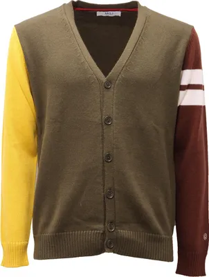 Obrázek produktu pro 0237AG cardigan uomo MQJ zelená/hnědá/žlutá vlněná směs svetr pánský
