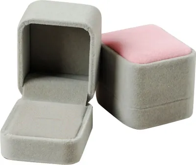 Produktbild von Schmuck-Ohrring-Ring-Display-Aufbewahrungsorganisator, quadratischer Deckel, offene Box, Geschenk-Grau