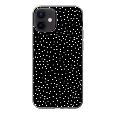 Produktbild von MuchoWow® Handyhülle Schutzhülle Hülle für iPhone 12 Polka dots - Schwarz - Weiß Silikon Softcase Handy Hülle - Schutzhülle
