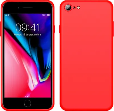 Image de Coque pour iPhone 8, coque de protection en silicone liquide résistante aux chocs et aux rayures pour iPhone 7 / iPhone 8 rouge