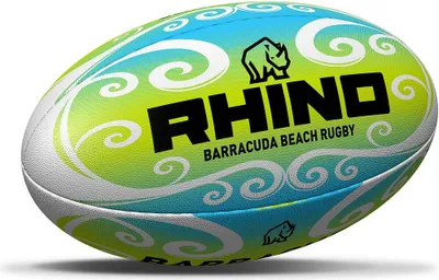 Produktbild von Rhino Rugbyball Barracuda Beach Pro grün blau weiß Größe 2 midi Strand