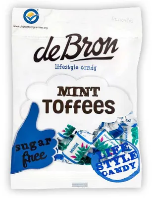 Produktbild von de Bron Mint Toffees sugarfree 90g