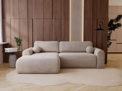 Produktbild von GrainGold Ecksofa L-Form Links Savana - Ecksofa mit Schlaffunktion und Bettkasten - Moderne Ecksofa, Wohnzimmer Ecksofa - Eckcouch Beige (Vena 7)