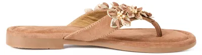 Produktbild von MARCO TOZZI Damen Pantolette Blüten Perlen Zehentrenner Leder 2-27195-46, Größe:40 EU, Farbe:Braun