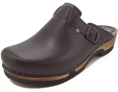 Produktbild von Waltl Adam Glattleder Herren Holzclogs dunkelbraun, 1608-DKB