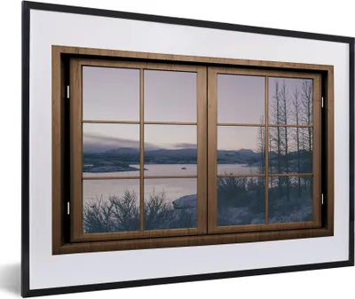 Produktbild von MuchoWow® MuchoWow® Gerahmtes Poster Aussicht - Sonnenuntergang - Berg 60x40 cm - Poster mit zchwarzem Bilderrahmen - Schlafzimmer - Plakat in Rahmen - Drucken