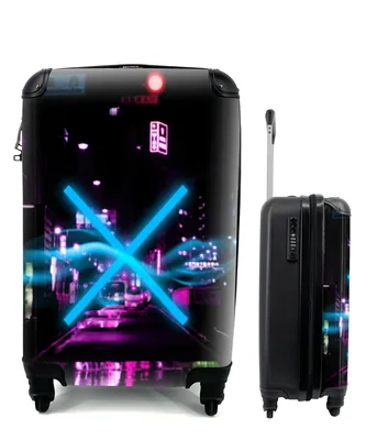 Produktbild von MuchoWow® Koffer Handgepäck Trolley Rollkoffer Kleine Reisekoffer mit 4 Rollen - Spiel - Neon - Spielen - Abstrakt - Cabin Size < 55x40x23 cm & 55x40x20 cm - Fotokoffer - Kabinenkoffer - Boardgepäck - Reise-Box - Reisekoffer - Reisegepäck - Koffer mit Bild - Trolley für Kinder