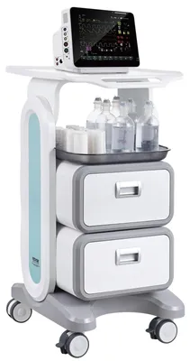 Productafbeelding van VEVOR laboratoriumwagen met 3 niveaus, laboratoriumwagen met 2 lades en 1 bovenste opbergvak, mobiele medische trolley gemaakt van ABS-materiaal, laboratoriumrollwagen met 4 stille wielen