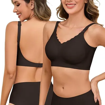 Produktbild von Rückenfreier BH Nahtlos Schwarz S Abnehmbare Träger Push-up Ohne Bügel