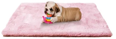 Image de Lit pour chien, 76x54 cm, doux, lavable, antidérapant, rose