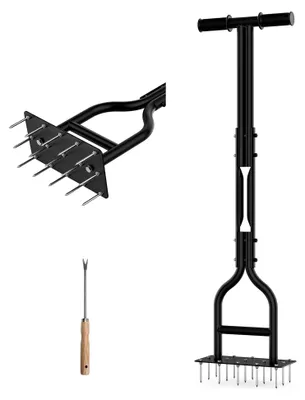 Produktbild von Rasenlüfter mit 15 massiven Stahlspikes, Aerifizierer für die Rasenbelüftung