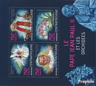 Produktbild von Briefmarken Zentralafrikanische Republik 2013 Mi 4286-4289 Kleinbogen (kompl. Ausgabe) postfrisch Papst Johannes Paul II. und Orchideen