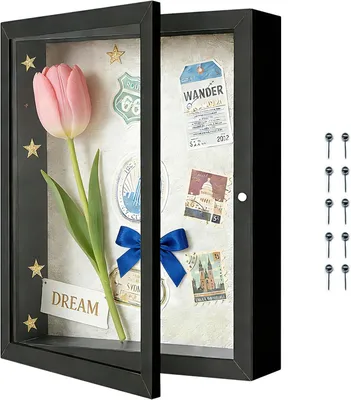 Produktbild von 3D Bilderrahmen 28 x 35 x 5,5 cm, schwarzes MDF, Magnetverschluss, für Erinnerungen