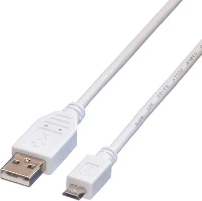 Zdjęcie produktu dla VALUE 11998751, 0,15 m, USB A, Micro-USB B, USB 2.0, 0,48 Gbit/s, Biały