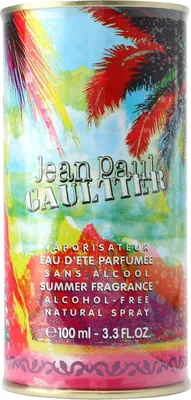 Jean Paul Gaultier Summer Fragrance Edition 2000, bunte zylindrische Dose mit Palmenmotiv, Eau d’Été Parfumée Spray 100 ml.