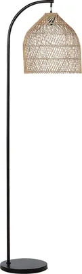 Produktbild von BELIANI Stehlampe Natürlich Beige Rattan und Metall 165 cm Bogenform mit rundem Schirm geflochten Boho Bogenlampe Wohnzimmer Schlafzimmer Esszimmer