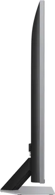 Side view of a modern flat-screen television on its stand.